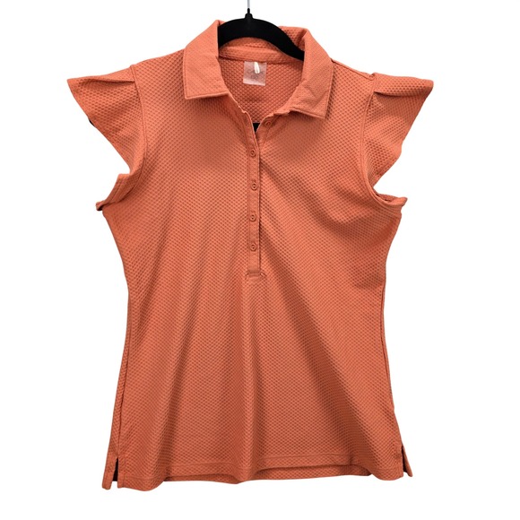 Calia Tops - Calia Womens Flutter Sleeve Golf Polo Shirt Orange Textured Preppy Active sz Sm